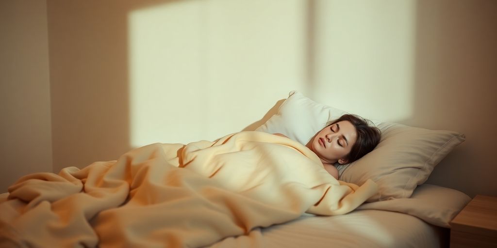 Cozy bedroom with a person peacefully sleeping.