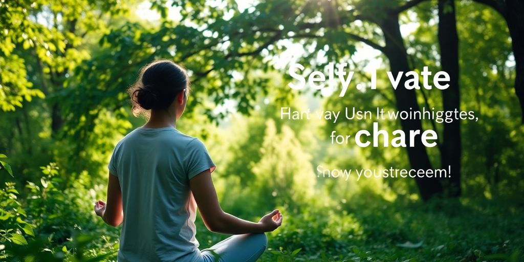 Person meditating in a peaceful natural setting.