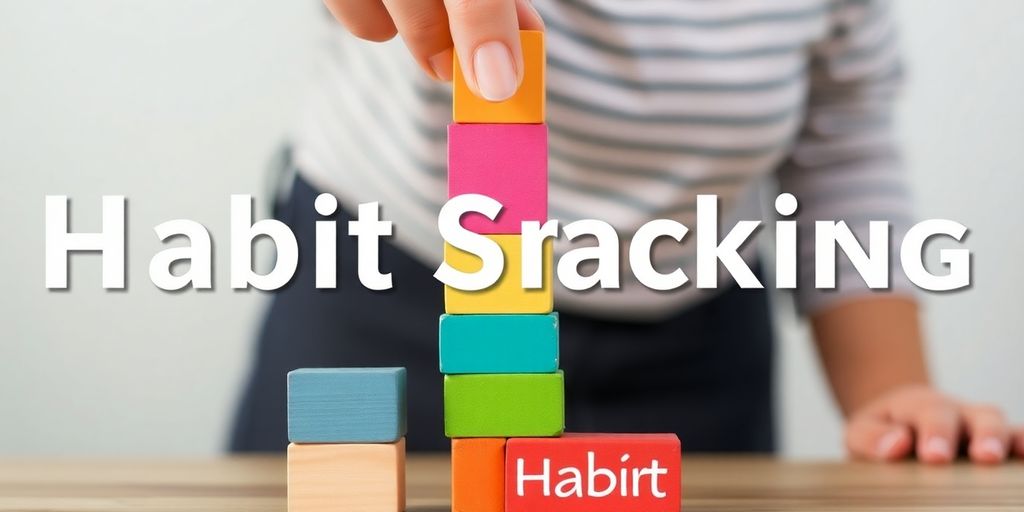 Person stacking colorful blocks of daily habits.