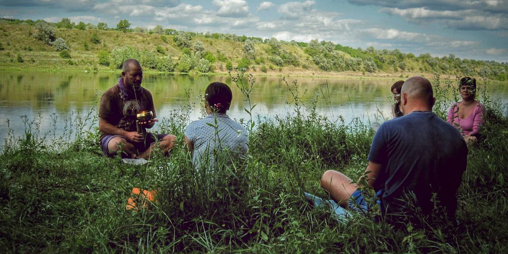 people near lake