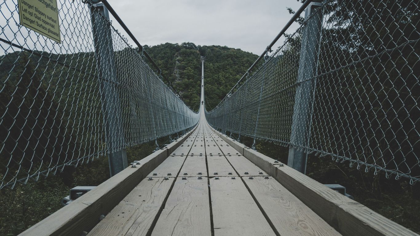 empty cable dock through mountain