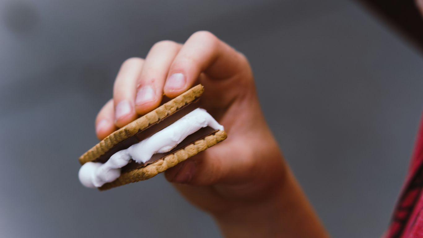 person holding brown and white chocolate bar