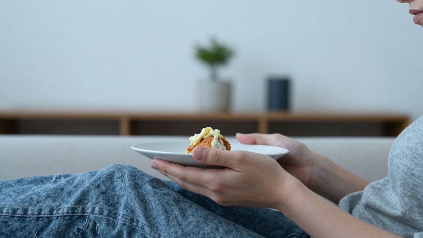 Person calmly holding a plate with a feared food item.