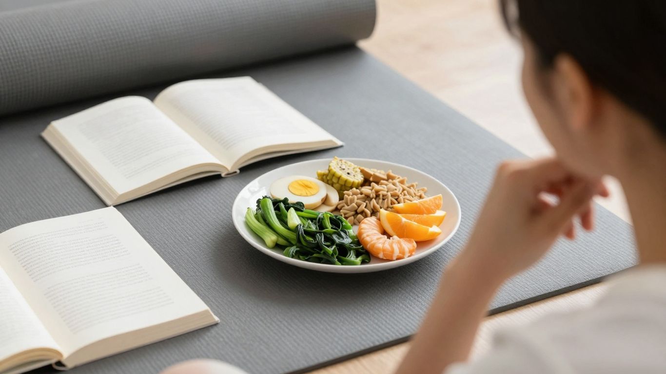 Person choosing between food and fulfilling activities.