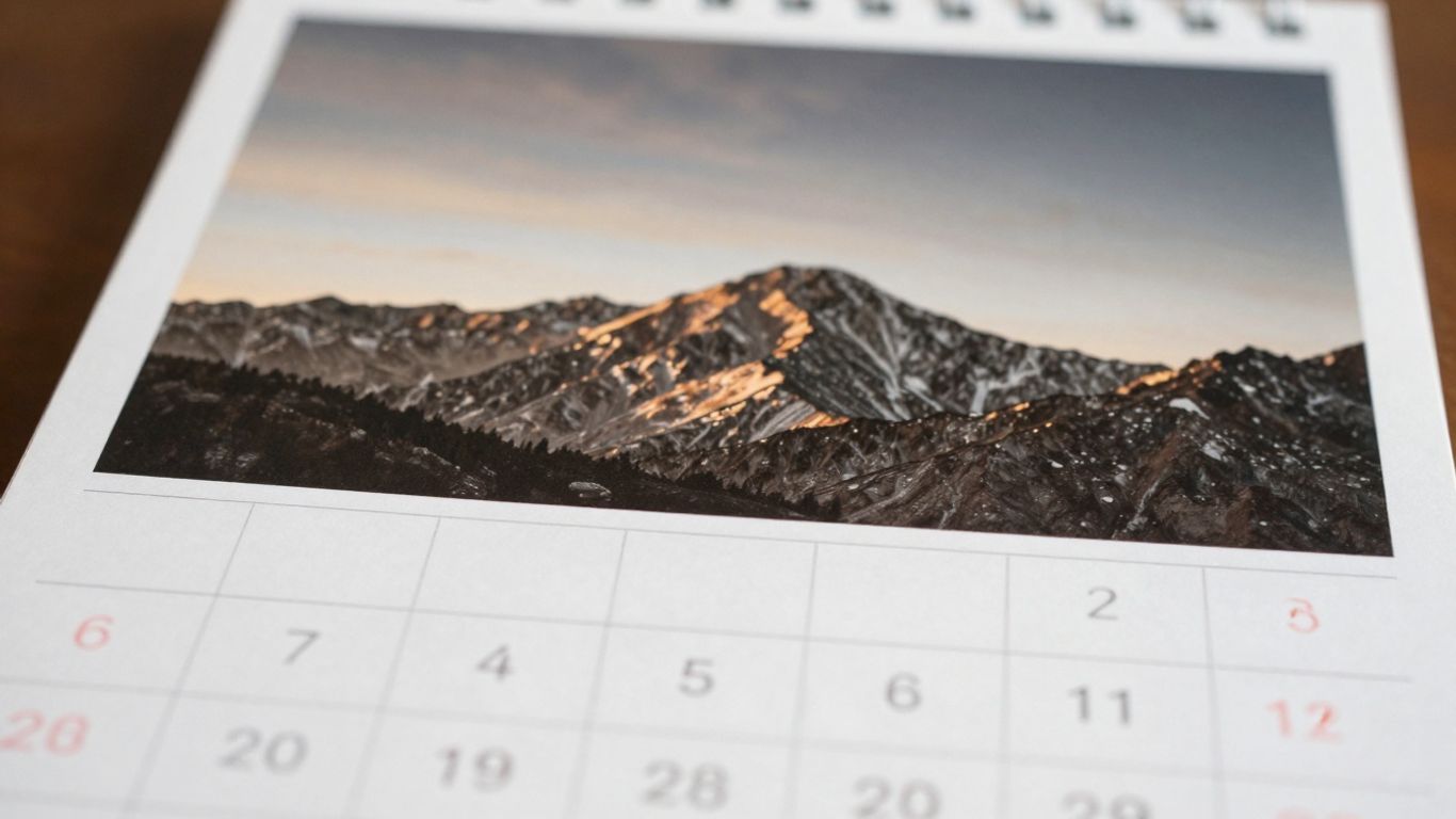 Calendar with marked peaks, planning buffers, and debriefing outcomes.