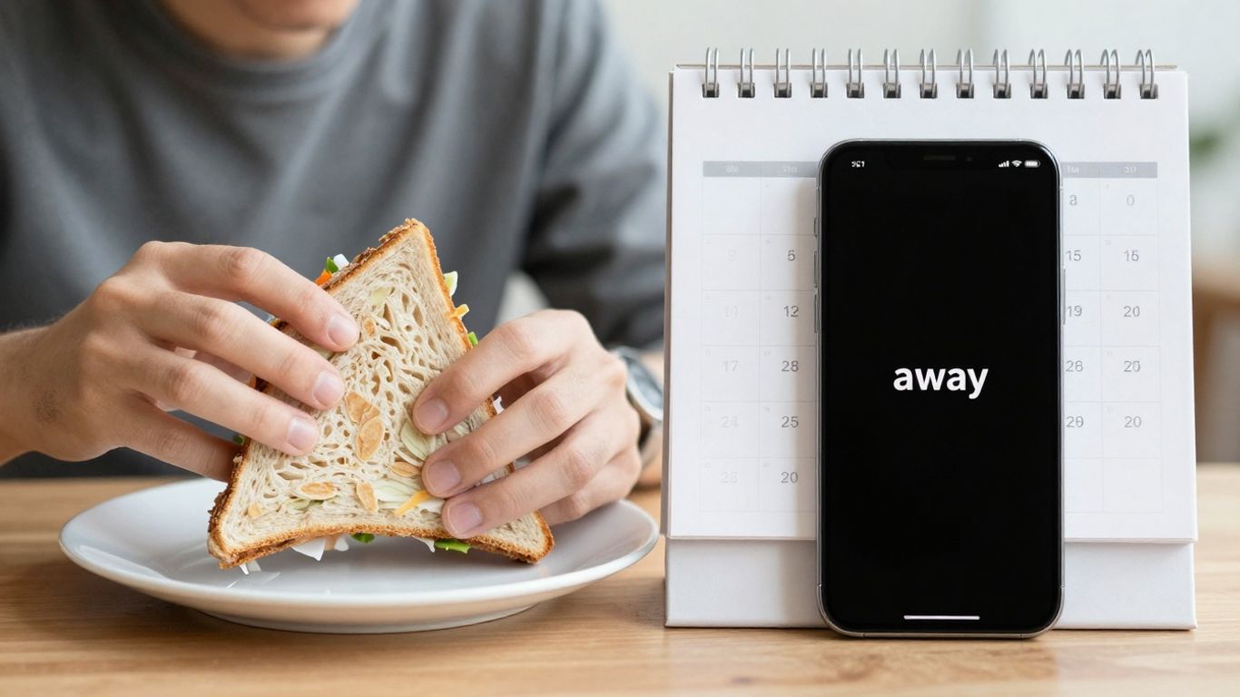 Workday boundary setting: lunch, calendar blocks, away messages.