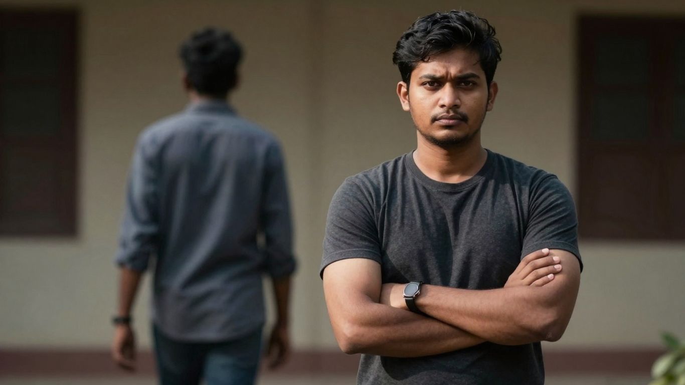 Person standing firm, another person walking away.