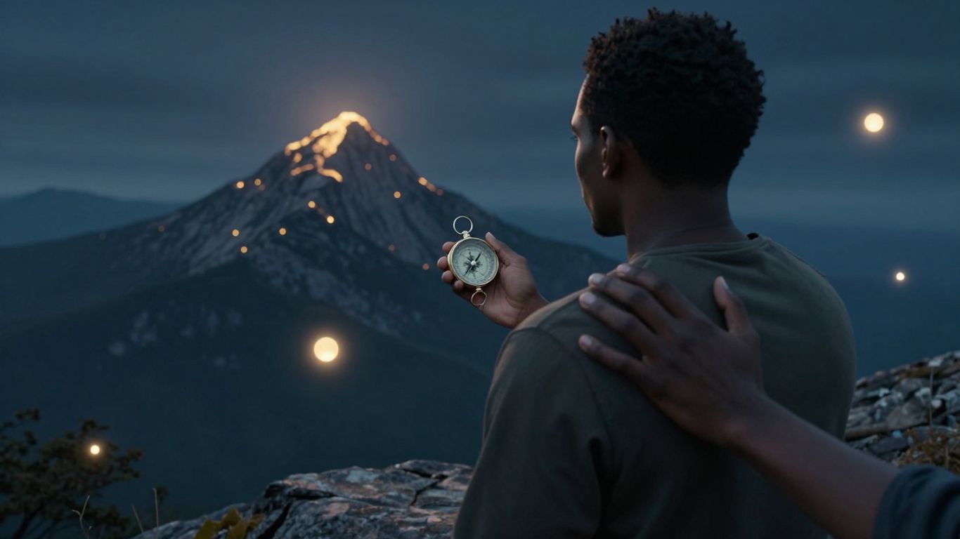 Person overcoming self-doubt with guidance and small steps.