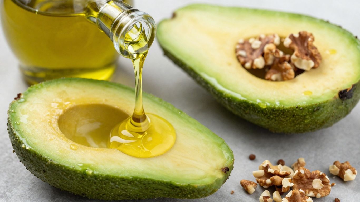 Healthy fats focus: olive oil, avocado, nuts