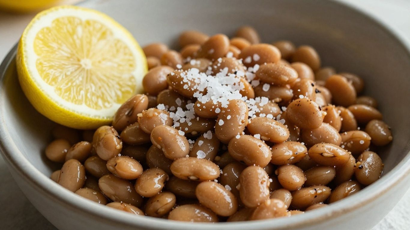 Cooked beans with salt and lemon for texture.