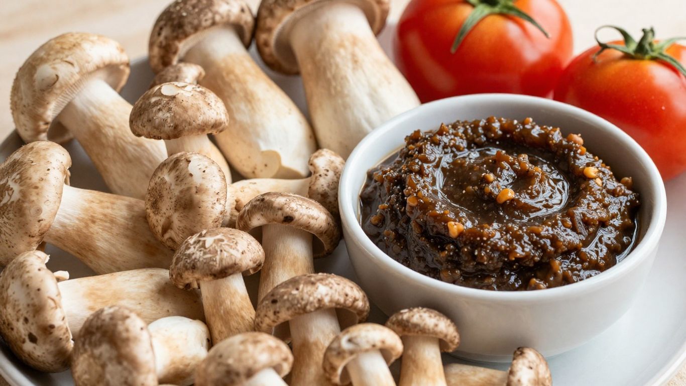 Mushrooms, miso, and tomatoes for umami flavor.