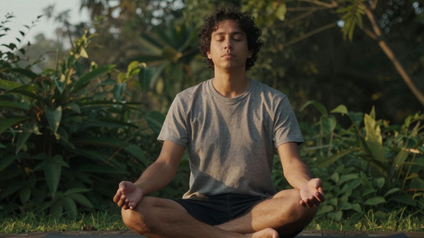 Person meditating at sunrise, aligning with values.