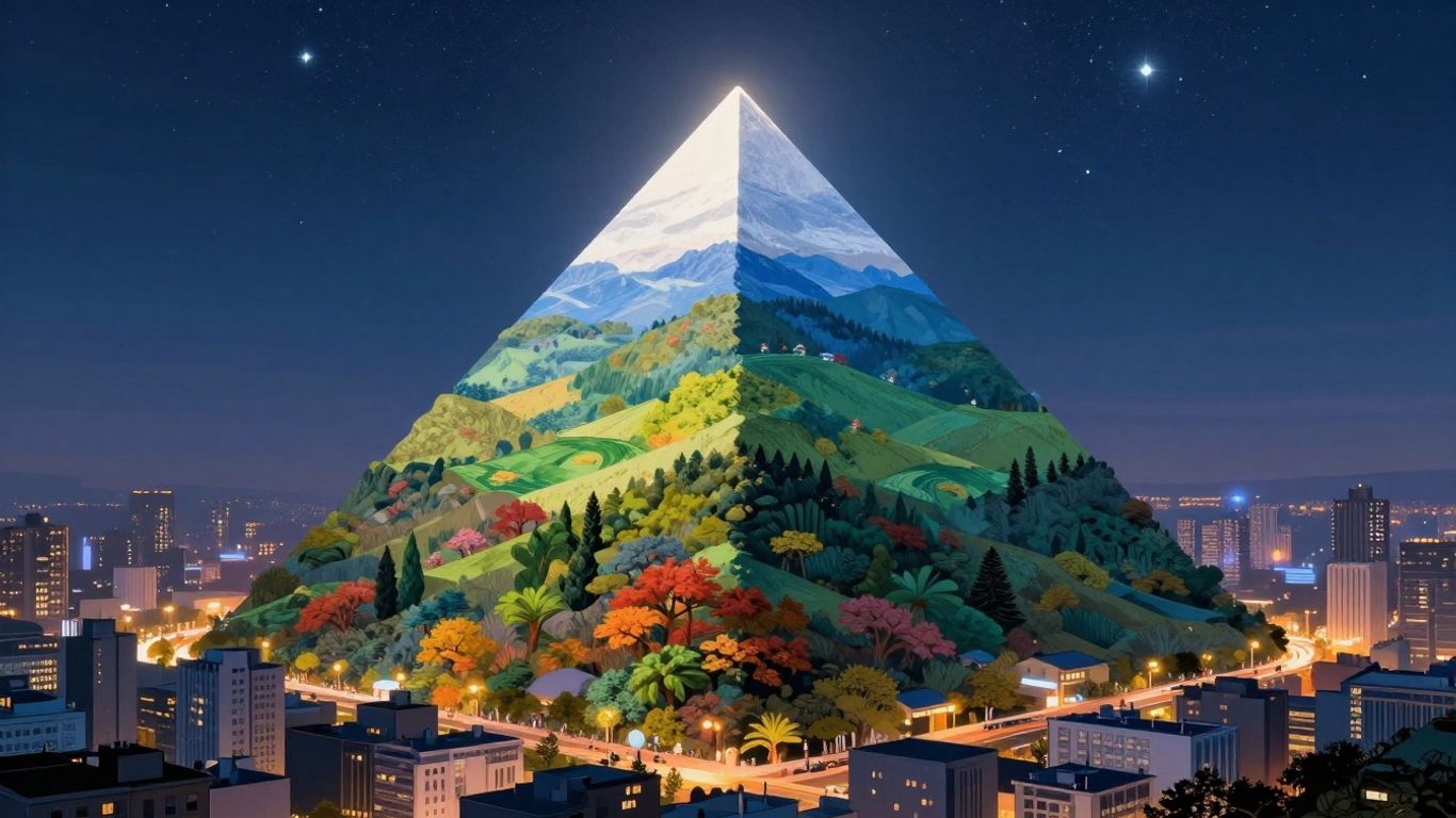 Pyramid connecting daily actions to yearly aims.