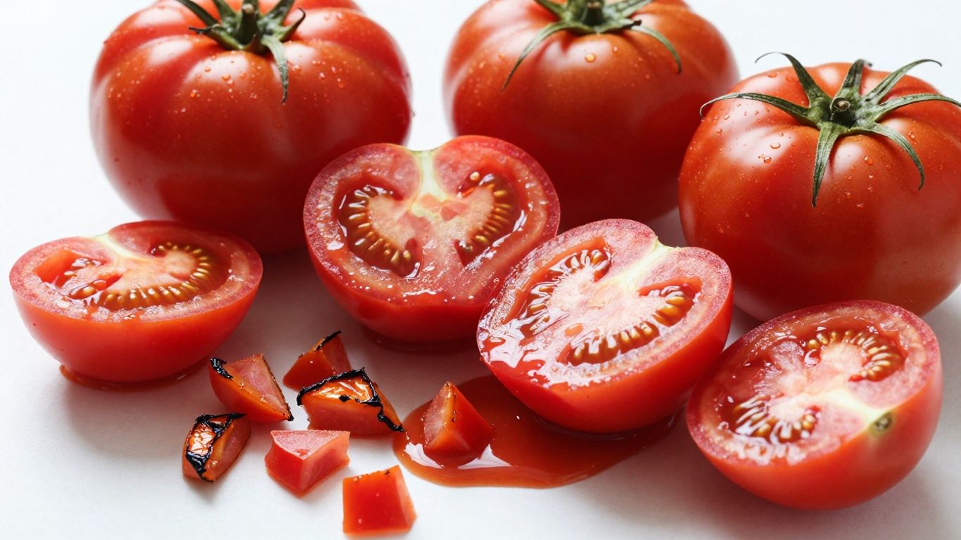 Fresh tomatoes, roasted tomatoes, and tomato sauce.