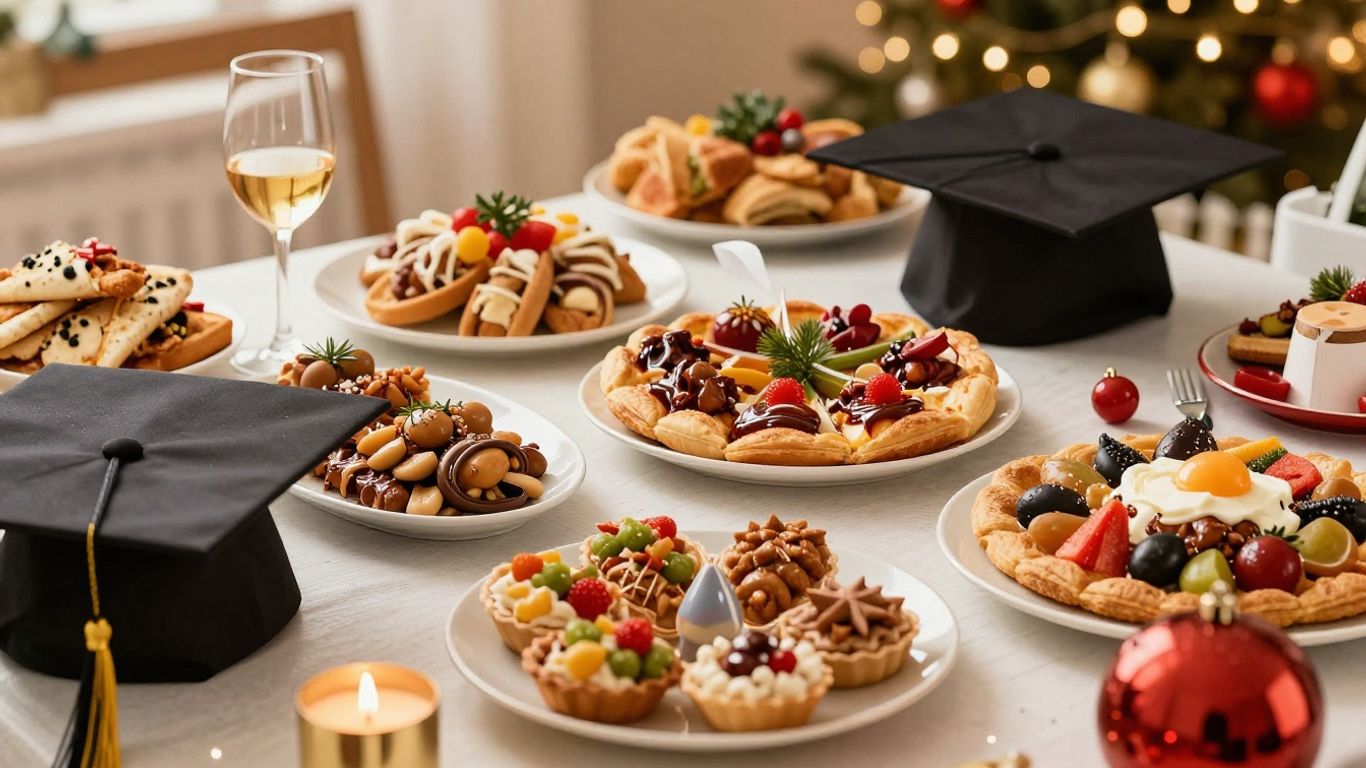 Holiday food, graduation caps, and product launch items.