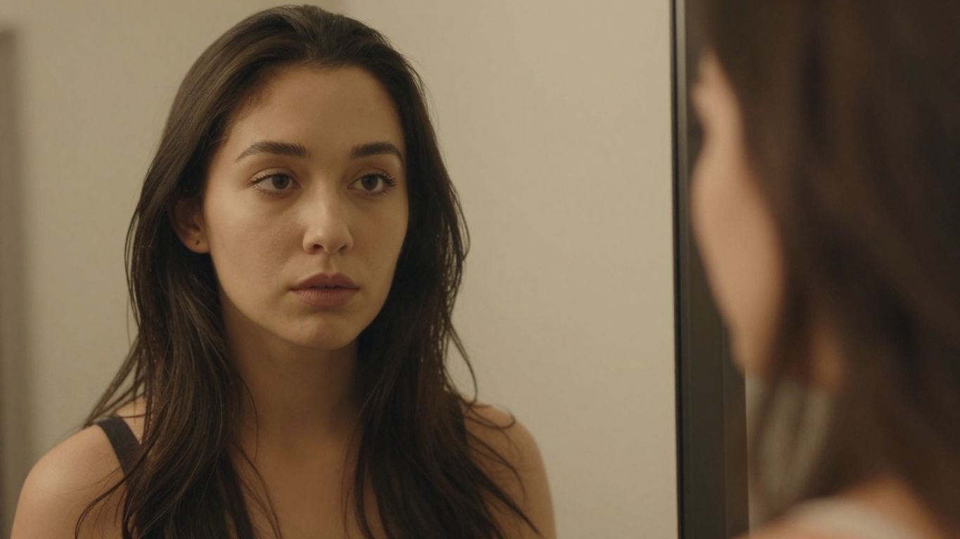 Person practicing their future self in a mirror.