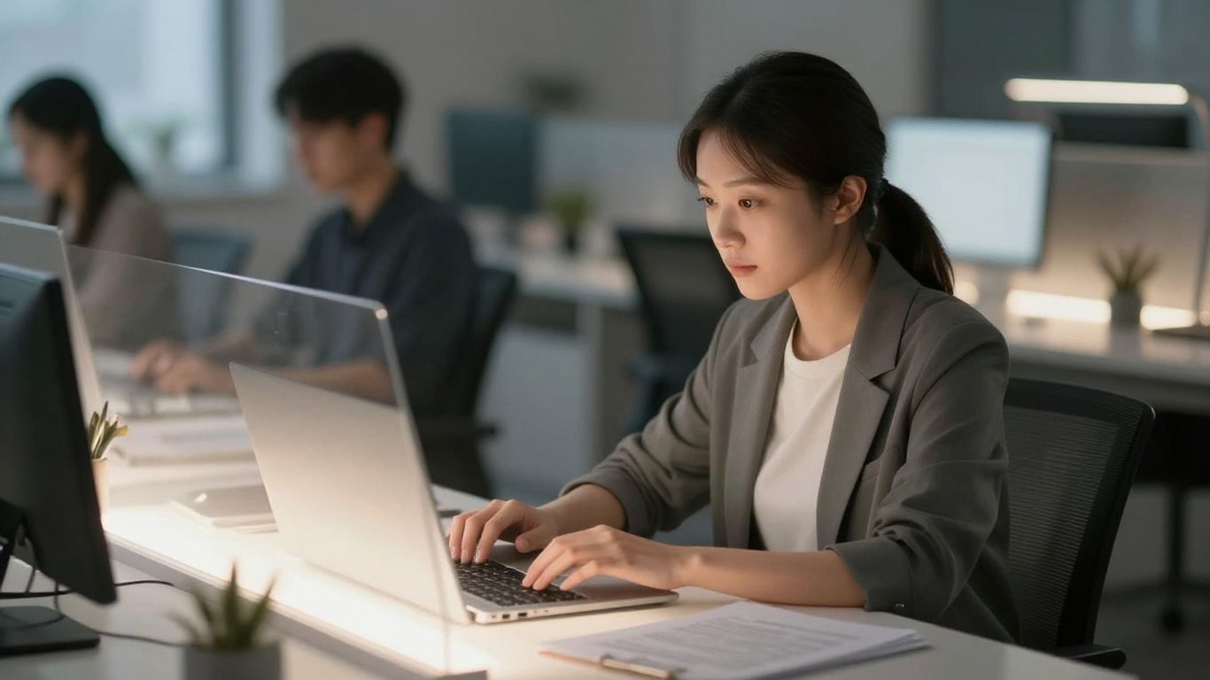 Person working in a protected, focused zone.