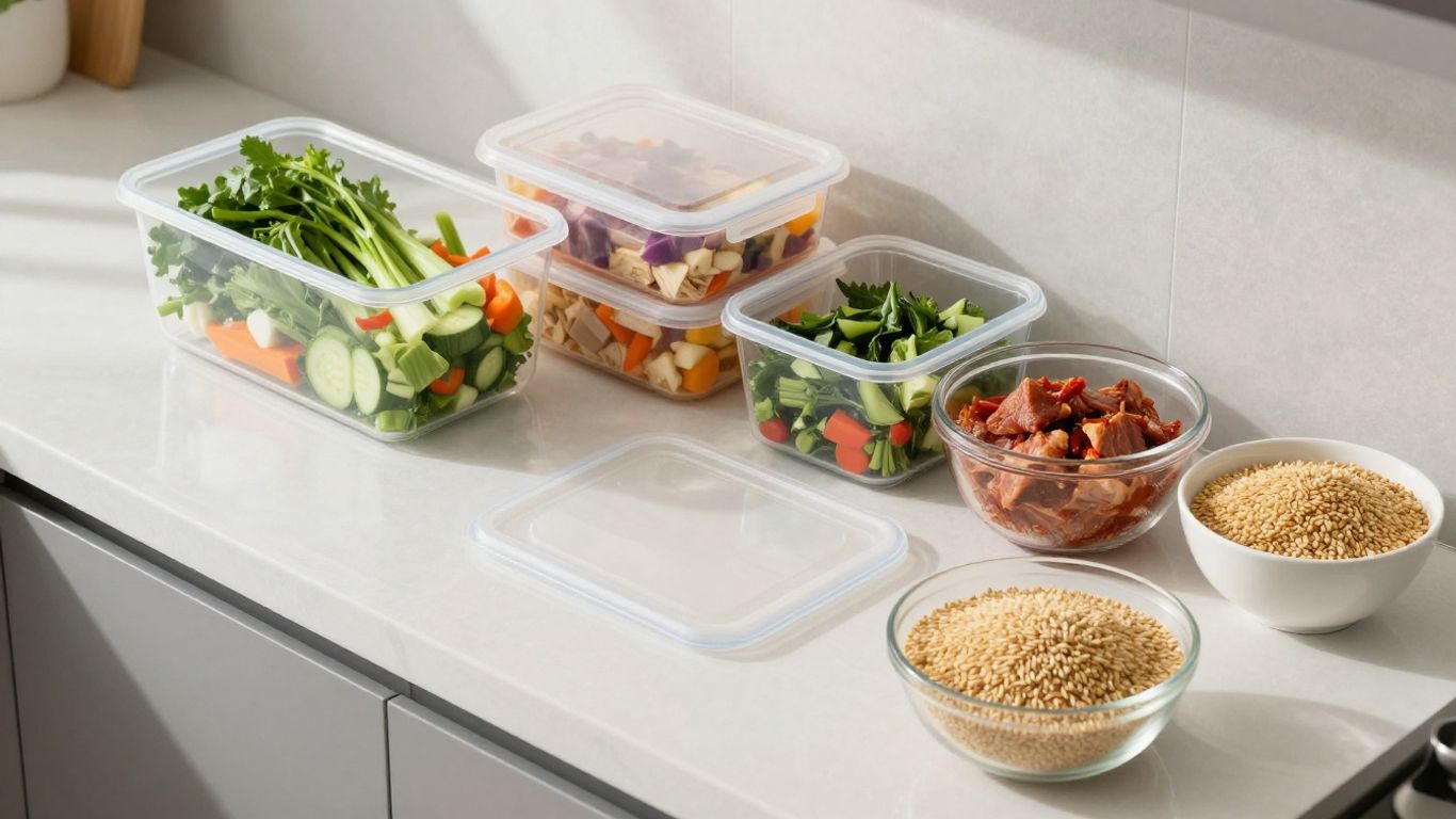Prepped ingredients for fast weeknight cooking.