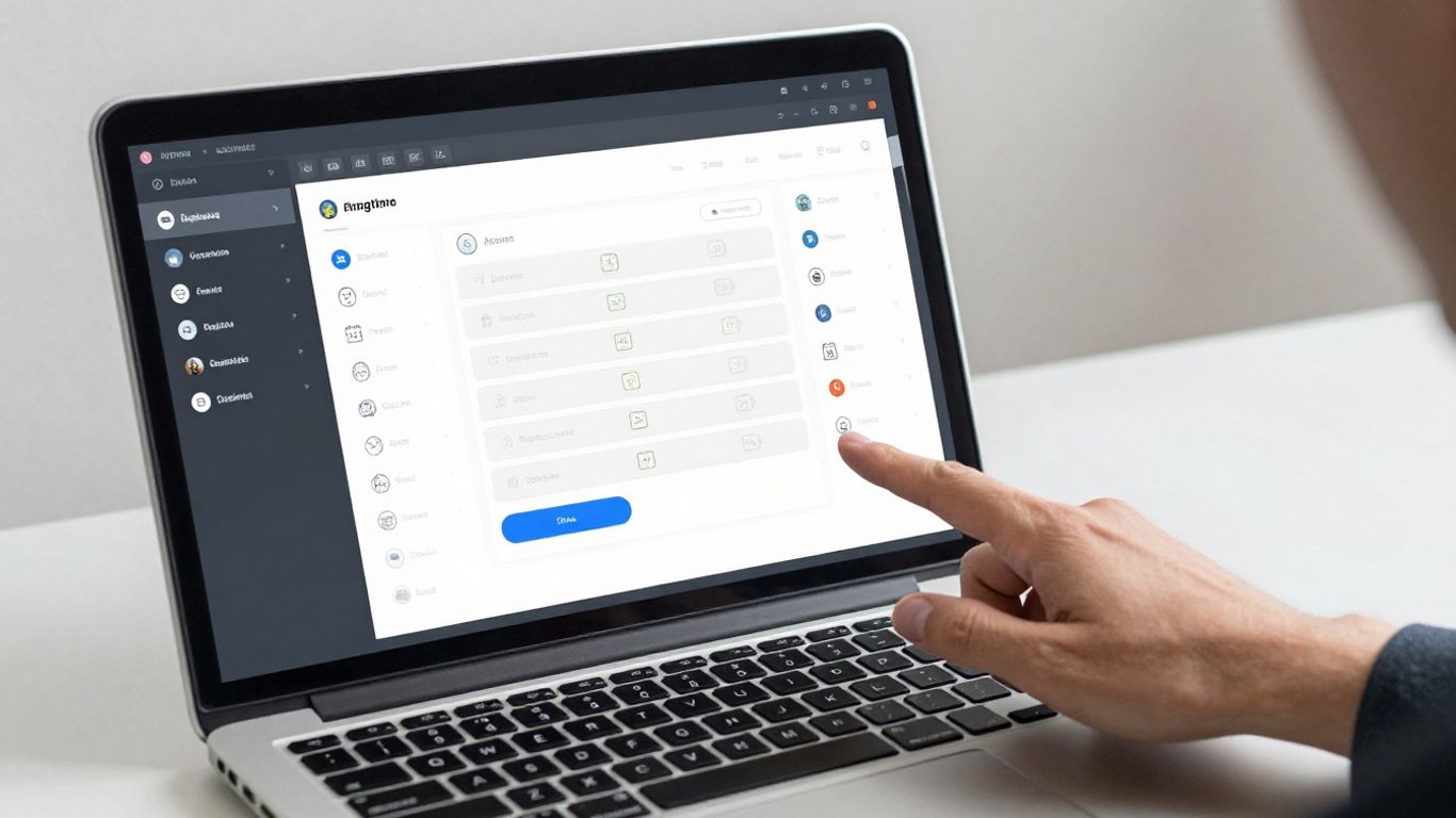 Digital interface with reminders, lists, and shortcuts on a laptop.