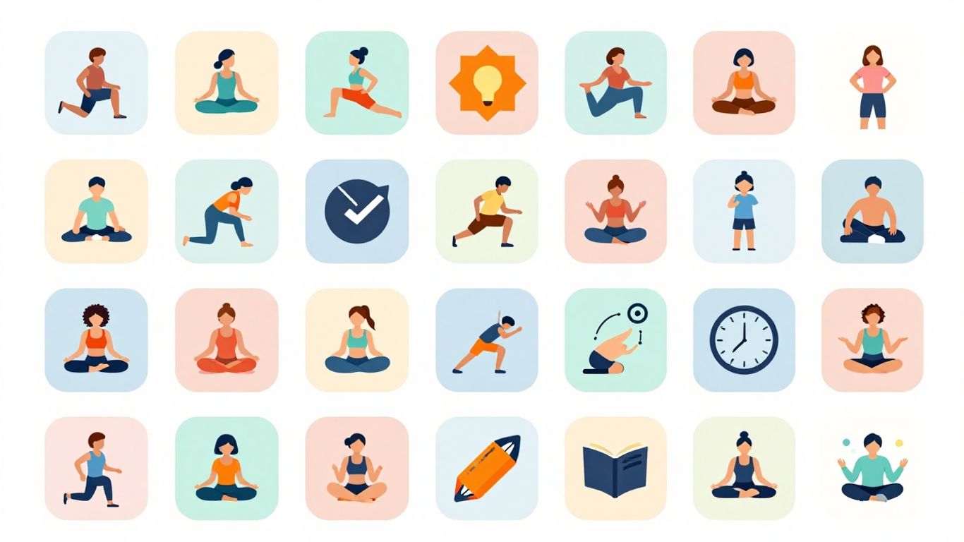 Icons of various daily routines and habits.