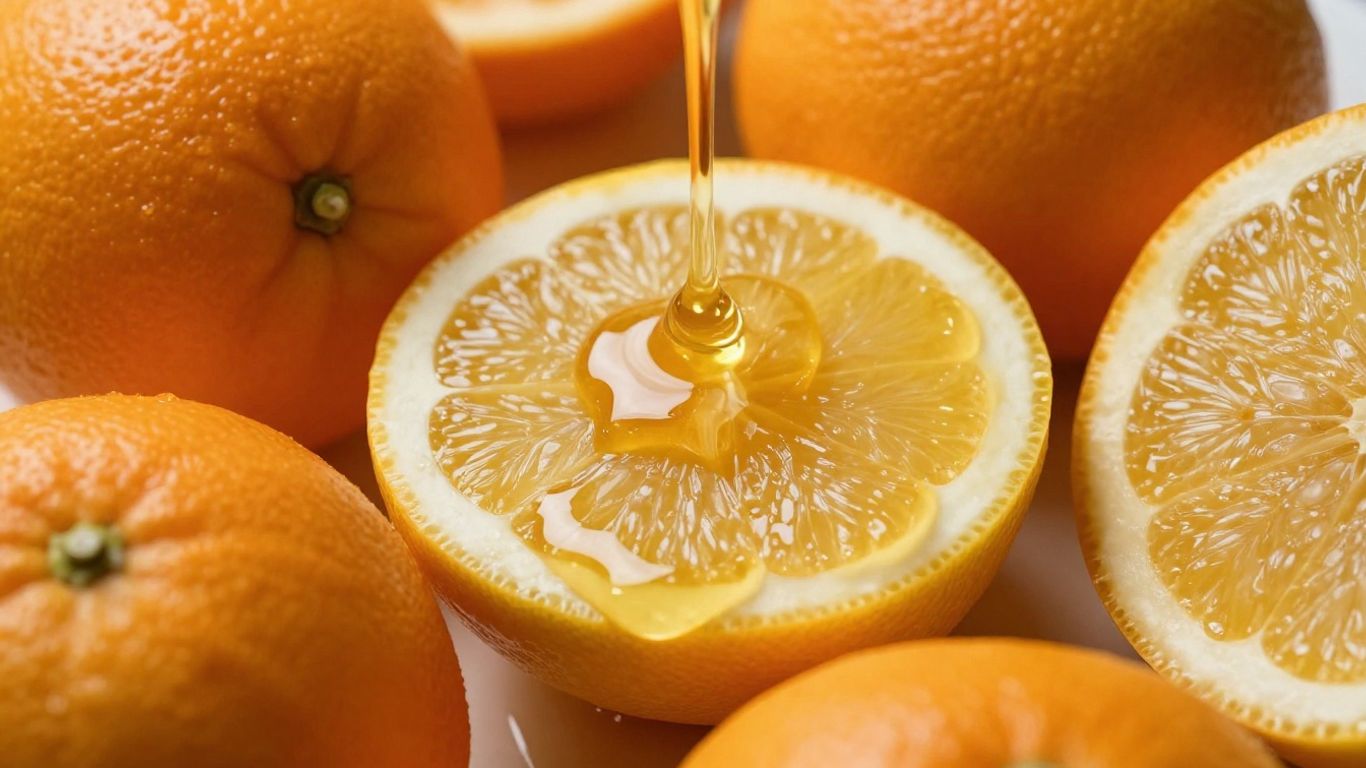 Citrus zest, segments, and syrup close-up